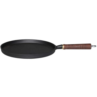 Pannkakspanna gjutjärn trähandtag