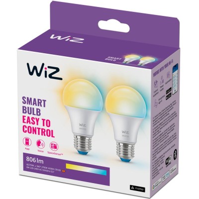 WiZ - WiFi Smart LED E27 60W 806lm Varm-kallvit 2-pack - A13071