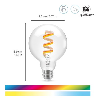 WiZ - WiFi Smart LED E27 G95 40W Filament Färg + Varm-kallvit 470lm - A10776