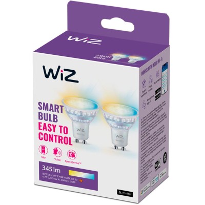 WiZ - WiFi Smart LED GU10 50W 345lm Varm-kallvit 2-pack - A13072