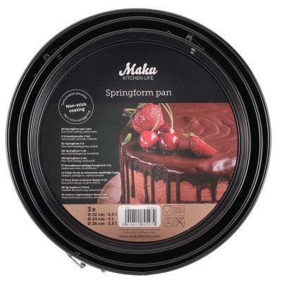 Springformar med löstagbar botten 3-pack