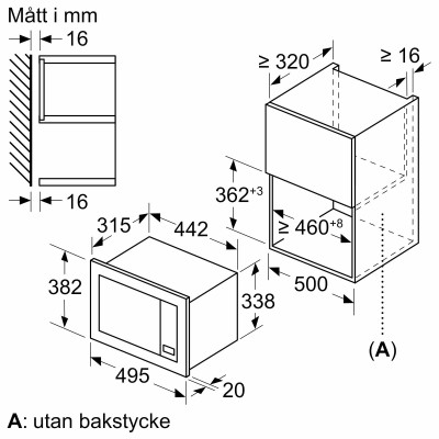 Bosch - BFL523MW3 - Serie 2, Inbyggnadsmikro, Vit