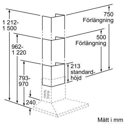 Bosch - DHZ1224 - Skorstensförlängning, 500 mm, Rostfritt stål