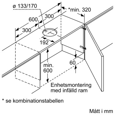 Bosch - DSZ4660 - Nedsänkningsram, 538 mm