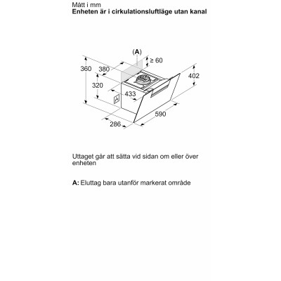 Bosch - DWK67FN60 - Serie 4, Vägghängd köksfläkt, 60 cm, Klarglas med svart tryck, Svart