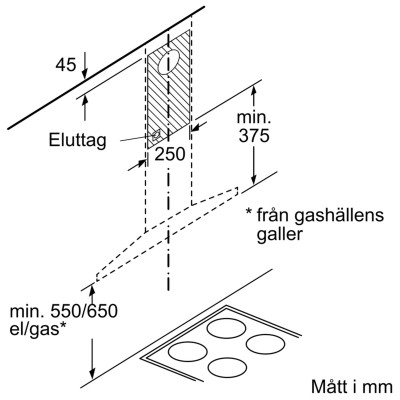 Bosch - DWQ66DM50 - Serie 4, Vägghängd köksfläkt, 60 cm, Rostfritt stål