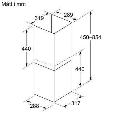 Bosch - DWZ1IB6K2 - Skorstensförlängning, 450-854 mm, Mattsvart