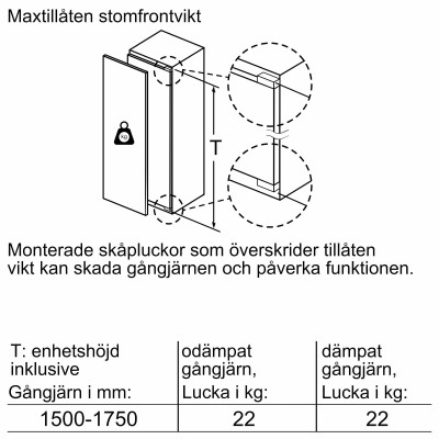 Bosch - GIN81ACE0 - Serie 6, Integrerad frys, 177.2 x 55.8 cm, Platta gångjärn med mjukstängning