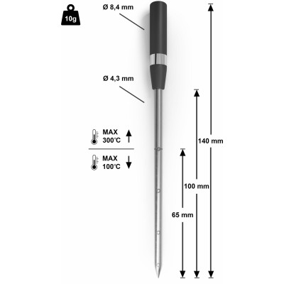 Bosch - HEZ32WA00 - Trådlös stektermometer, 150 x 19 x 52 mm, ädelstål, Diskmaskinssäker, Lämplig för ugnsvagn
