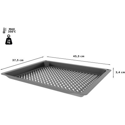 Bosch - HEZ629070 - Air Fry & Grill plåt, 34 x 455 x 375 mm, Diskmaskinssäker