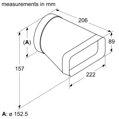 Bosch - HEZ9VDSI0 - Adapterdel till fläktkanal, ⌀ 150 mm, Övergång rund till platt