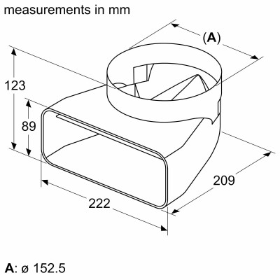 Bosch - HEZ9VDSI1 - Adapterdel till fläktkanal, ⌀ 150 mm, 90 °, Övergång rund till platt