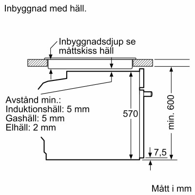 Bosch - HRG532BB3 - Serie 4, Inbyggnadsugn med ångfunktion, 60 x 60 cm, Svart