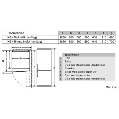 Bosch - KGN36VWED - Serie 4, Kombinerad kyl/frys, 186 x 60 cm, Vit, Total No Frost