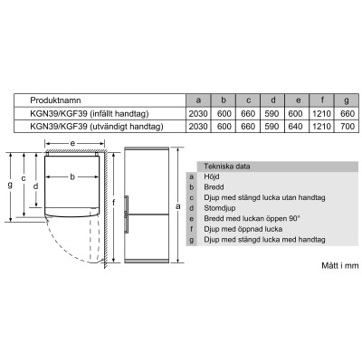 Bosch - KGN397LEQ - Serie 4, Kombinerad kyl/frys, 203 x 60 cm, Inox-Look, Total No Frost