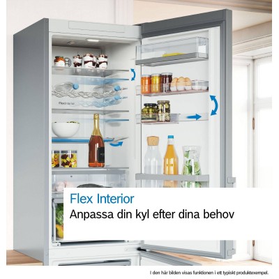 Bosch - KGN39AIBT - Serie 6, Kombinerad kyl/frys, 203 x 60 cm, Borstat stål med anti-fingerprint, Total No Frost