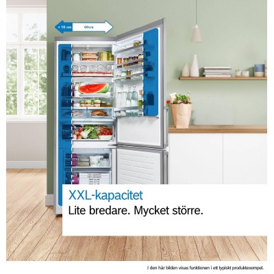 Bosch - KGN49XLEA - Serie 4, Kombinerad kyl/frys, 203 x 70 cm, Inox-Look, Total No Frost