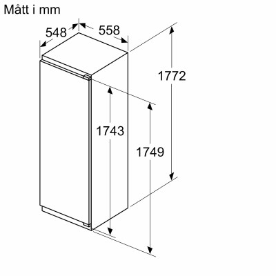 Bosch - KIR81ADC0 - Serie 6, Integrerad kylskåp, 177.2 x 55.8 cm, Platta gångjärn med mjukstängning
