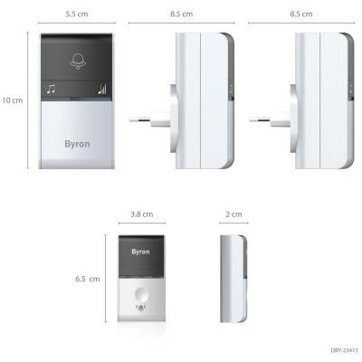 Trådlös dörrklocka Kinetic/x2 Plug-in B415 Svart/Vit