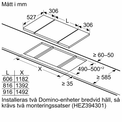 Bosch - PIB375FB1E - Serie 6, Dominohäll, induktion, 30 cm, med ram