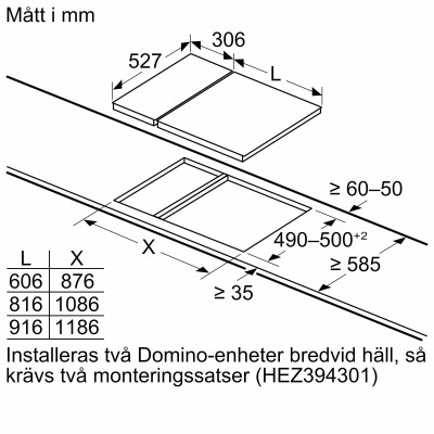 Bosch - PIB375FB1E - Serie 6, Dominohäll, induktion, 30 cm, med ram