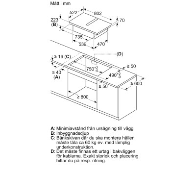 Bosch - PVS811B16E - Serie 4, Induktionshäll med inbyggd fläkt, 80 cm, Ramlös Design