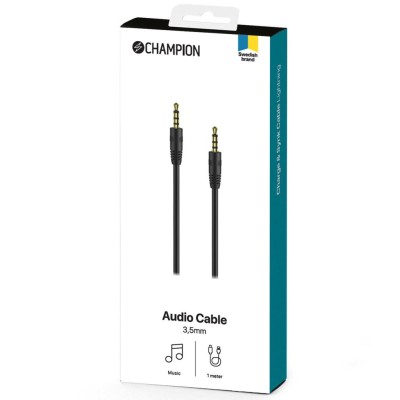 Champion - 3,5mm Audiokabel 1m Svart - 97151CH