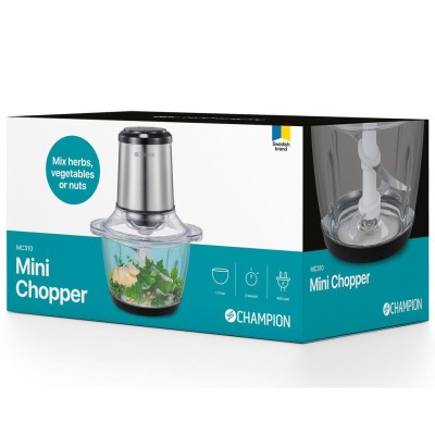 Champion - Mini Chopper 1,2L 400W Glasskål MC310 Rostfri - CHMC310