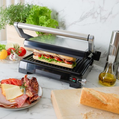 Champion - Paninigrill Pro Health 2in1 med Bordsgrill 2000W PG600 Rostfri - A13447