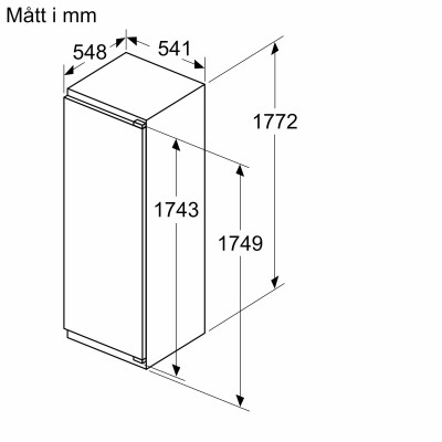 Siemens - KI81RVFE0 - iQ300, Integrerad kylskåp, 177.2 x 54.1 cm, Platta gångjärn