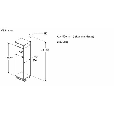 Siemens - KI96NNSE0 - iQ100, Integrerad kyl/frys, 193.5 x 54.1 cm, Glidskenor