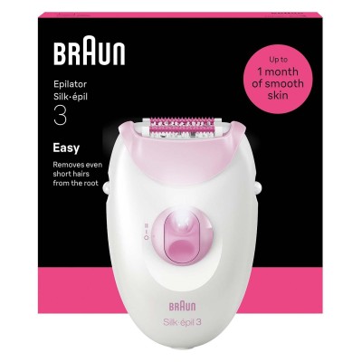 Epilator Silk·épil 3, Epilator med sladd, Långvarigt Slät Hud, 3-000, Rosa