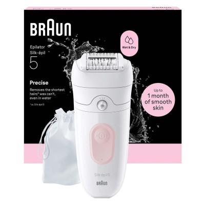 Epilator Silk·épil 5, Wet & Dry, Enkel Hårborttagning, Långvarigt Slät Hud, 5-011, Flamingo