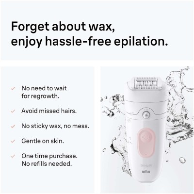 Epilator Silk·épil 5, Wet & Dry, Enkel Hårborttagning, Långvarigt Slät Hud, 5-011, Flamingo