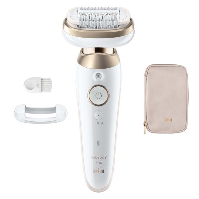 Epilator Silk·épil 9 Flex Wet & Dry, Långvarigt Slät Hud, 9-011 3D, Guld