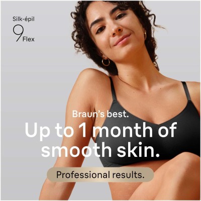 Epilator Silk·épil 9 Flex Wet & Dry, Långvarigt Slät Hud, 9-011 3D, Guld