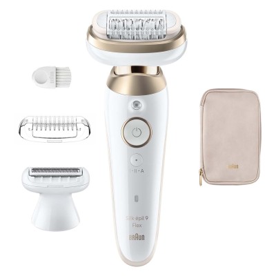 Epilator Silk·épil 9 Flex Wet & Dry, Långvarigt Slät Hud, 9-030 3D, Guld