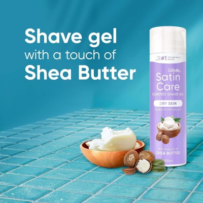 Rakgel Satin Care för Kvinnor med en touch av Sheasmör för Torr Hud, 200ml