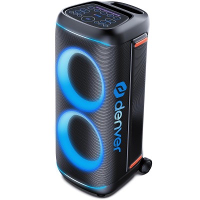 Högtalare Bluetooth 2x10" woofers 200W Batteri LED-ljus BPS-470 Svart