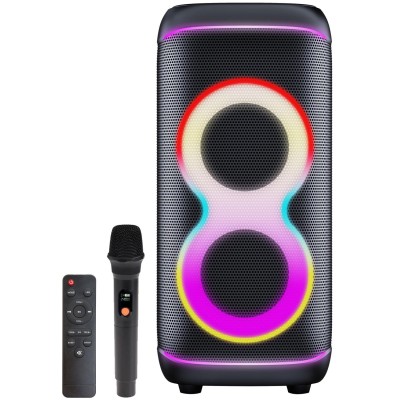 Högtalare Bluetooth 2x6,5" woofers 100W Batteri LED-ljus BPS-370 Svart