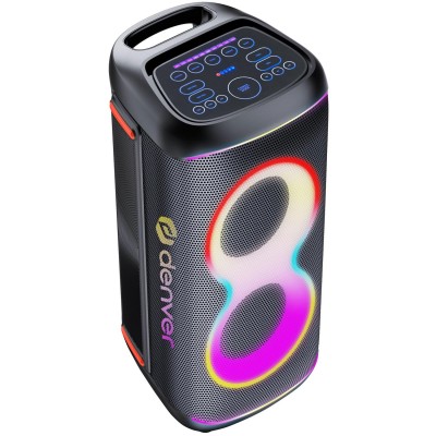 Högtalare Bluetooth 2x6,5" woofers 100W Batteri LED-ljus BPS-370 Svart