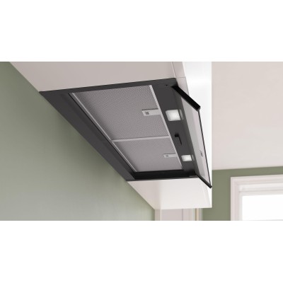 Bosch - DBB85CC60 - Serie 4, Skåpsintegrerad köksfläkt, 80 cm, Klarglas, Mattsvart