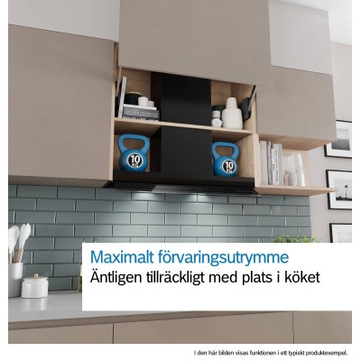 Bosch - DBB85CC60 - Serie 4, Skåpsintegrerad köksfläkt, 80 cm, Klarglas, Mattsvart