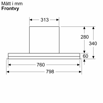 Bosch - DBB85CC60 - Serie 4, Skåpsintegrerad köksfläkt, 80 cm, Klarglas, Mattsvart