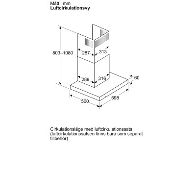 Siemens - LC67BDN60 - iQ500, Vägghängd köksfläkt, 60 cm, Mattsvart