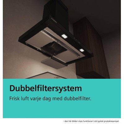 Siemens - LC95BCC60 - iQ300, Vägghängd köksfläkt, 90 cm, Mattsvart