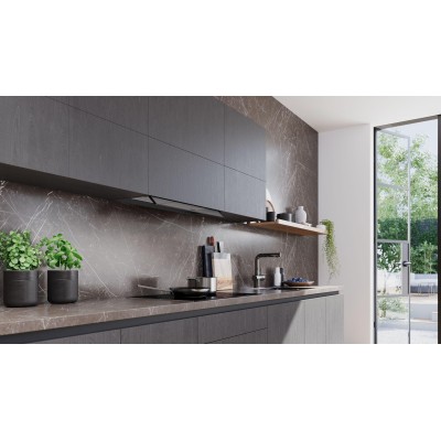 Siemens - LJ85BCC60 - iQ300, Skåpsintegrerad köksfläkt, 80 cm, Klarglas, Mattsvart