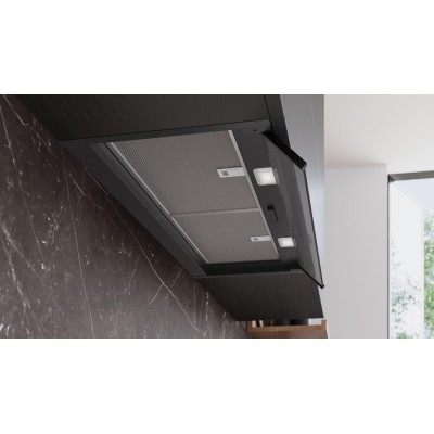 Siemens - LJ85BCC60 - iQ300, Skåpsintegrerad köksfläkt, 80 cm, Klarglas, Mattsvart