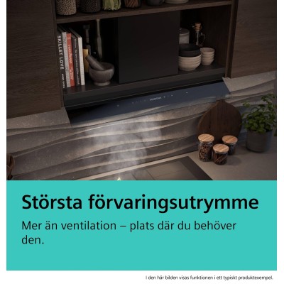 Siemens - LJ85BCC60 - iQ300, Skåpsintegrerad köksfläkt, 80 cm, Klarglas, Mattsvart
