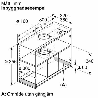 Siemens - LJ85BCC60 - iQ300, Skåpsintegrerad köksfläkt, 80 cm, Klarglas, Mattsvart